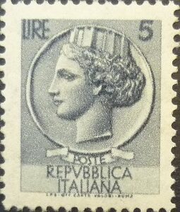Italy 1953 SG888 5 lira grey