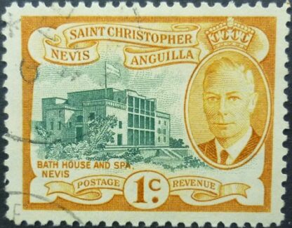 St Christopher Nevis & Anguilla SG094 1 cent green & ochre  1952