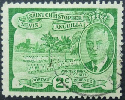 St Christopher Nevis & Anguilla SG094 2 cent green  1952