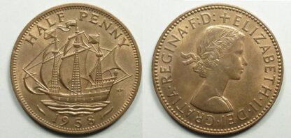 Elizabeth II halfpenny 1958