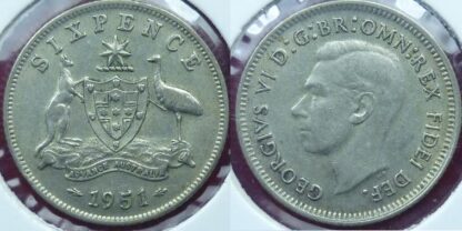 Australia sixpence 1951