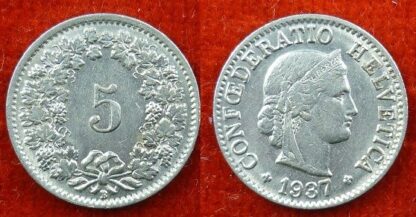 Switzerland 5 rappen 1937