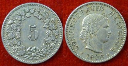 Switzerland 5 rappen 1906