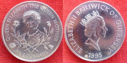 Guernsey five pounds 1995 Queen mother