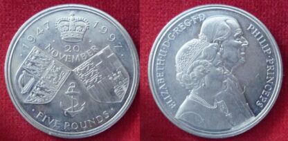 Elizabeth II five pounds 1997 Golden Wedding