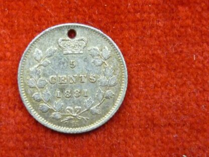 Canada 5 cents 1881 H (holed) - Image 2