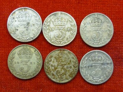 George V threepence set (6)