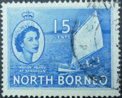 North Borneo SG379 15 cents blue 1954