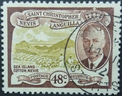 St Christopher Nevis & Anguilla SG102 48 cents olive & choc 1952