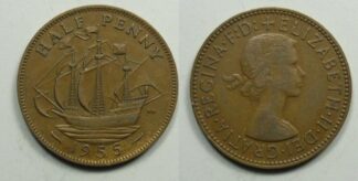 Elizabeth II halfpenny 1955