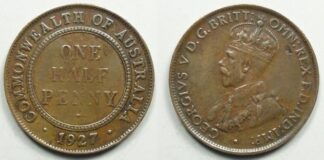 Australia halfpenny 1927