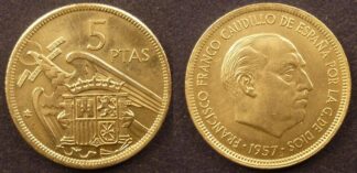 Spain 5 pesetas 1957 (72)