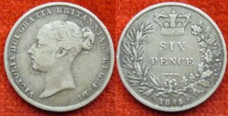 Victoria sixpence 1845