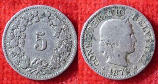 Switzerland 5 rappen 1879