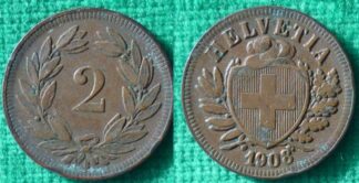 Switzerland 2 rappen 1908