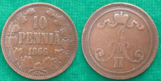 Finland 10 pennia 1866
