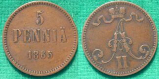 Finland 5 pennia 1865