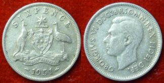 Australia sixpence 1951