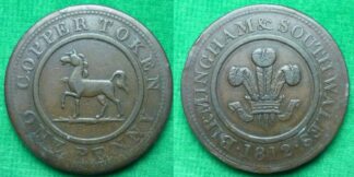Token Birmingham & South Wales Copper penny 1812