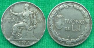Italy 1 lira 1922