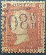Victoria SG029 1d brown 1854 Corners PL