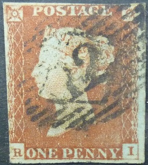 Victoria SG008 1d brown 1841 Corners RI SG8 imperf