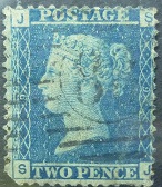 Victoria SG045 2d blue 1858 Corners JS SG45