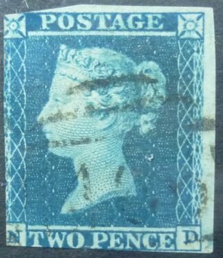 Victoria SG014 2d blue 1841 Corners ND SG14 imperf