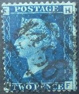 Victoria SG045 2d blue 1858 Corners FH SG45
