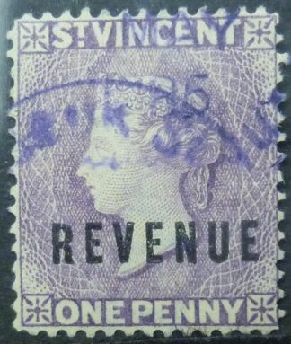 St Vincent SG018A 1d mauve 1881 SG18a REVENUE