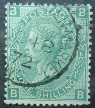 Victoria SG117 shilling green 1865 Corners BB SG117
