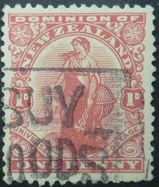 New Zealand SG450 1d red 1909