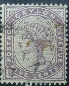 Ceylon SG195 5 cents purple 1886