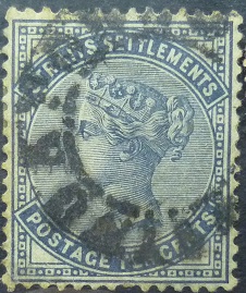 Straites Settlements SG053 10 cents grey 1882