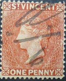 St Vincent SG048b 1d red 1861