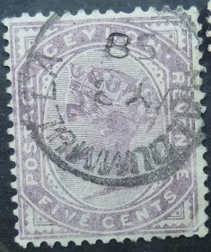 Ceylon SG195 5 cents purple 1886
