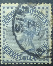 Straites Settlements SG053 10 cents grey 1882