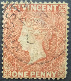 St Vincent SG048b 1d red 1861