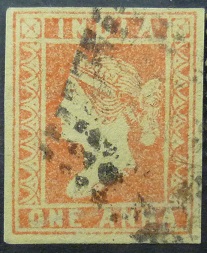 India SG014 1 anna red 1854