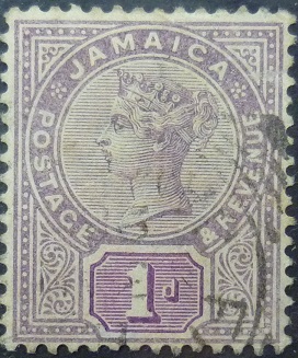 Jamaca SG027 1d purple and mauve 1889