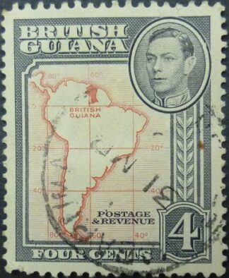 British Guiana SG310 4 cents red and black 1938