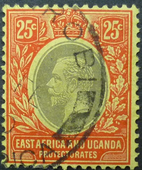 East Africa and Uganda SG050 25 cents black and red 1912