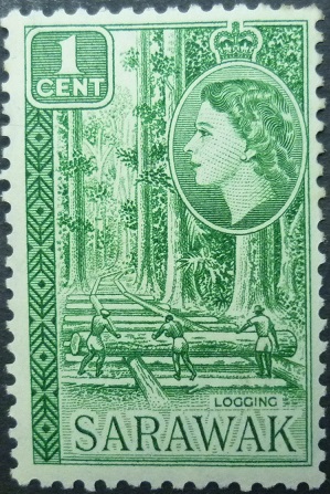 Sarawak SG204 1 cent green 1955