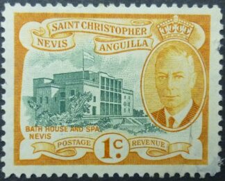 St Christopher Nevis and Anguilla SG094 1 cent green/ochre 1952