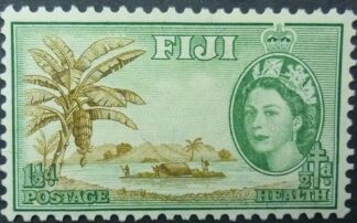 Fiji SG296 1½d + ½d health brown & green 1954