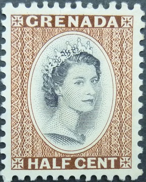 Grenada SG192 ½ cent black & brown 1953