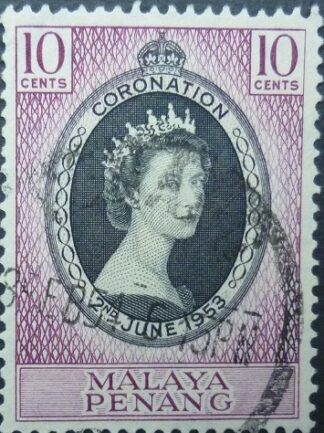 Malaya Penang SG027 10 cents black & purple 1953