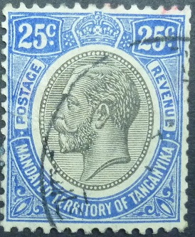 Tanganyika SG097 25 cents black & blue 1927