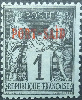 France Port said SG101 1 cent black on blue 1899