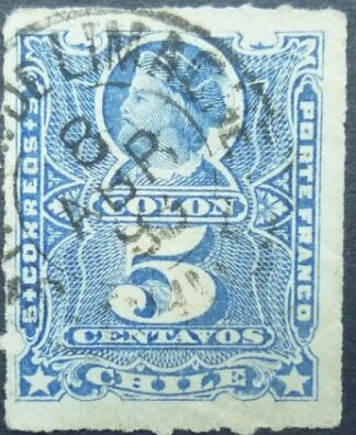 Chile SG059a 5 cent blue 1878